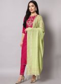 Pink Pant Style Suit in Silk Blend with Embroidered - 2