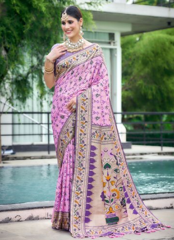 Pink Patola Silk Patola Print Classic Designer Saree for Engagement
