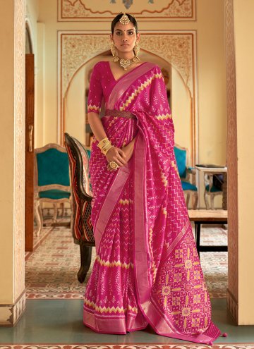 Pink Patola Silk Woven Designer Saree for Ceremoni