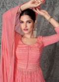 Pink Pure Georgette Embroidered Designer Salwar Kameez - 3