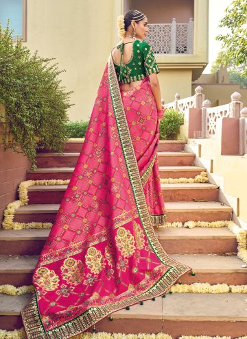 Pink Pure Silk Bandhej Print Designer Saree for Reception