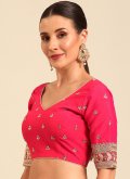 Pink Raw Silk Embroidered Designer Blouse for Ceremonial - 2