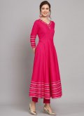 Pink Rayon Embroidered Anarkali Salwar Kameez for Engagement - 3