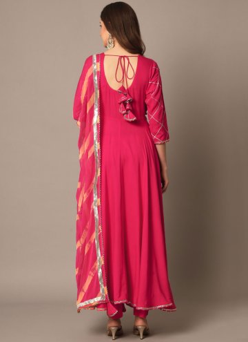 Pink Rayon Plain Work Salwar Suit