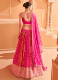 Pink Readymade Lehenga Choli in Chinon with Embroidered - 1