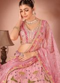 Pink Readymade Lehenga Choli in Georgette with Embroidered - 1