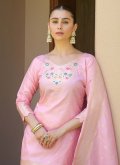 Pink Salwar Suit in Banarasi with Woven - 1