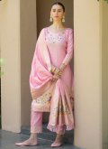 Pink Salwar Suit in Banarasi with Woven - 2