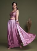 Pink Salwar Suit in Chinon with Embroidered - 2