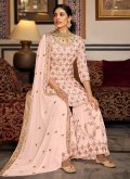 Pink Salwar Suit in Faux Georgette with Embroidered - 1