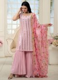 Pink Salwar Suit in Georgette with Embroidered - 3