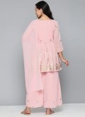Pink Salwar Suit in Georgette with Floral Print - 1