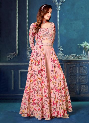 Pink Salwar Suit in Georgette with Floral Print