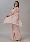 Pink Shimmer Georgette Embroidered Designer Saree for Ceremonial - 2