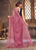 Pink Shimmer Sequins Work Casual Saree for Casual - 2