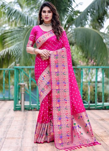 Pink Silk Bandhej Print Contemporary Saree for Cer