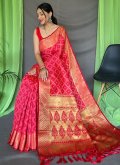 Pink Silk Bandhej Print Designer Saree - 2