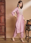 Pink Silk Blend Embroidered Salwar Suit for Festival - 3