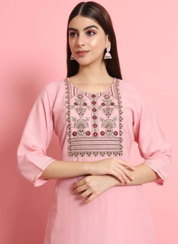 Pink Silk Blend Embroidered Trendy Salwar Suit for Ceremonial