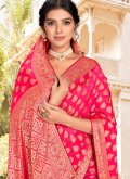 Pink Silk Border Designer Saree - 1
