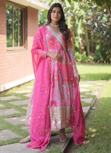 Pink Silk Digital Print Gown