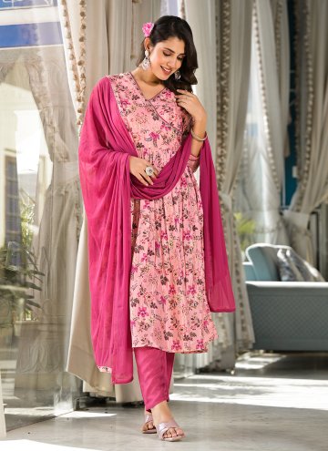 Pink Silk Digital Print Salwar Suit for Festival
