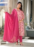 Pink Silk Digital Print Salwar Suit for Festival - 3