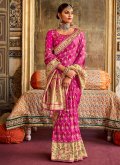 Pink Silk Embroidered Contemporary Saree - 1