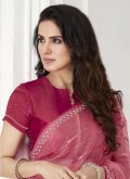Pink Silk Embroidered Contemporary Saree for Party - 1