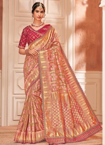 Pink Silk Embroidered Contemporary Saree for Party