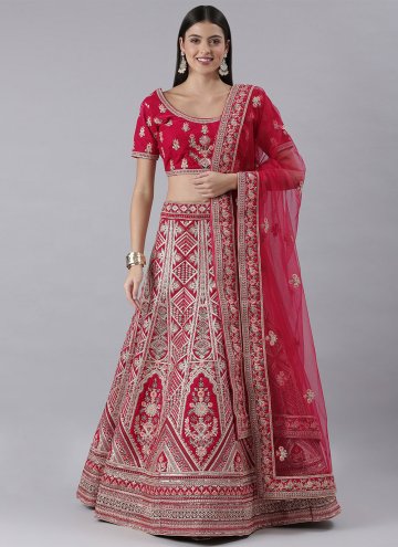 Pink Silk Embroidered Designer Lehenga Choli for Bridal