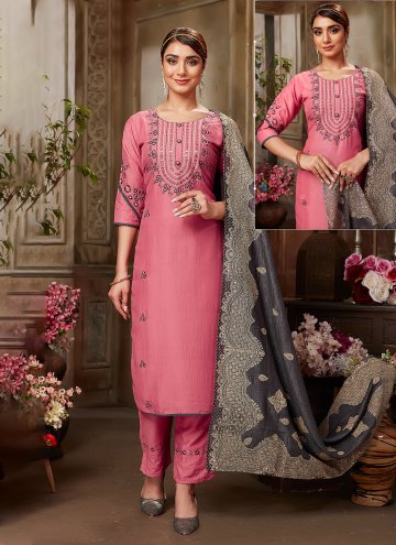 Pink Silk Embroidered Designer Salwar Kameez
