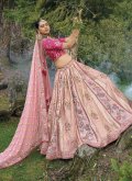 Pink Silk Embroidered Lehenga Choli for Engagement - 1
