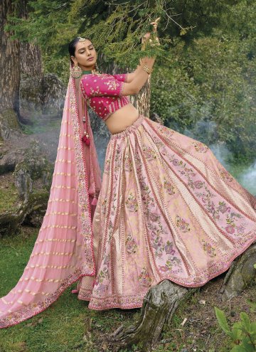 Pink Silk Embroidered Lehenga Choli for Engagement
