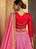 Pink Silk Embroidered Lehenga Choli for Engagement - 1