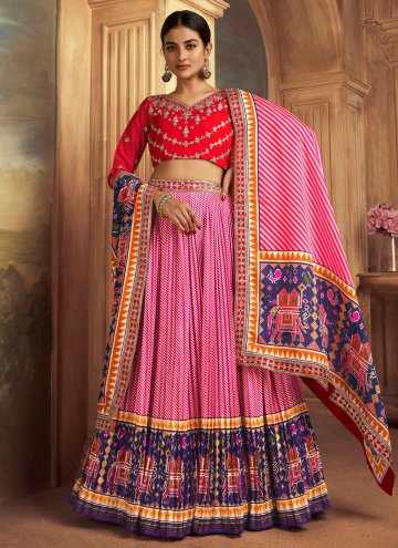 Pink Silk Embroidered Lehenga Choli for Engagement