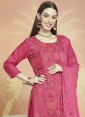 Pink Silk Embroidered Palazzo Suit - 1