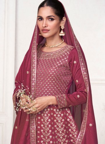 Pink Silk Embroidered Trendy Salwar Kameez for Ceremonial