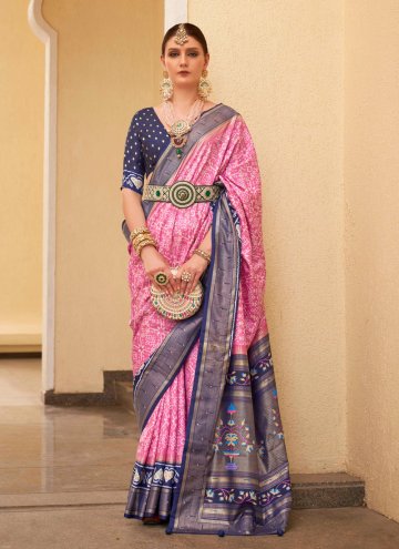 Pink Silk Patola Print Traditional Saree for Festival