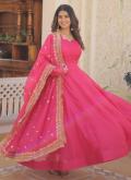 Pink Silk Plain Work Designer Gown for Ceremonial - 1