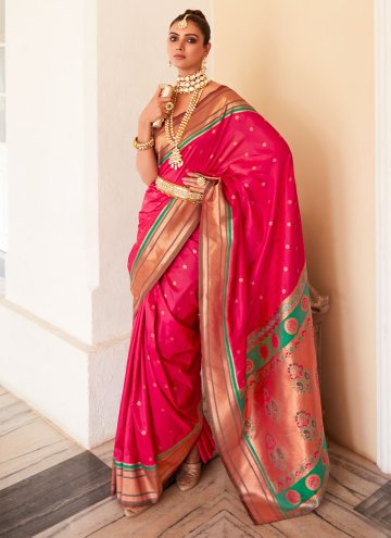 Pink Silk Thread Work Contemporary Saree for Ceremonial