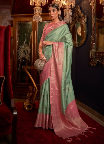 Pink Silk Woven Classic Designer Saree