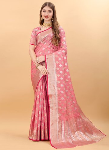 Pink Silk Woven Classic Designer Saree