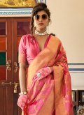 Pink Silk Woven Classic Designer Saree for Ceremonial - 1