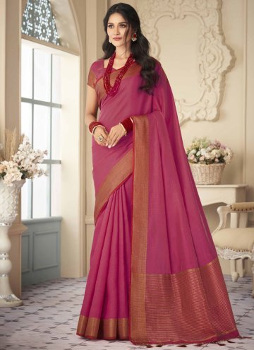 Pink Silk Woven Contemporary Saree