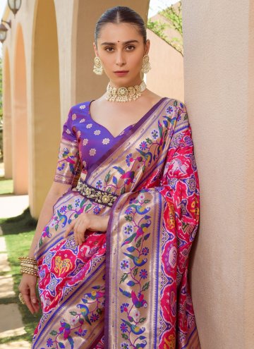 Pink Silk Woven Contemporary Saree for Bridal