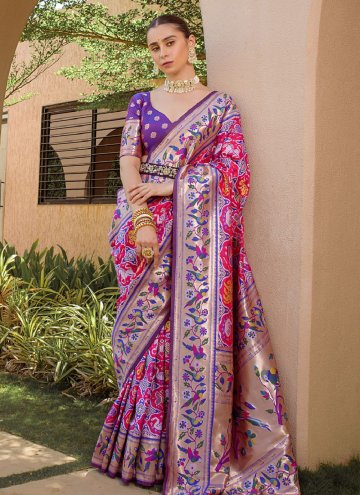 Pink Silk Woven Contemporary Saree for Bridal