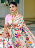 Pink Silk Woven Contemporary Saree for Engagement - 1
