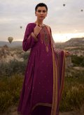 Pink Silk Woven Palazzo Suit - 1