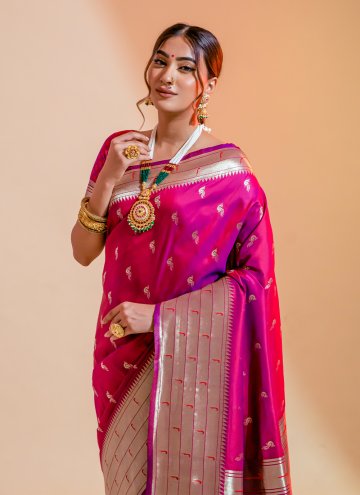 Pink Silk Woven Traditional Saree